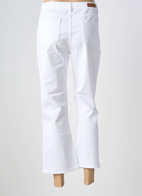 Pantalon droit fermeture zippée sous rabat boutonné blanc HAPPY femme