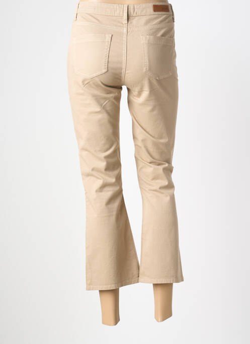 Pantalon droit fermeture zippée sous rabat boutonné beige HAPPY femme