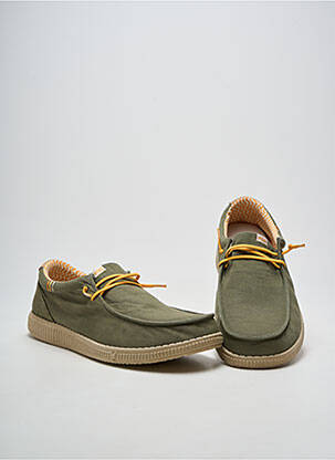 Baskets fermeture elastique bout rond vert PITAS homme