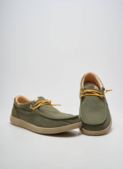 Baskets fermeture elastique bout rond vert PITAS homme