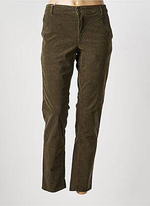 Pantalon chino fermeture zippée sous rabat boutonné taille normale vert HAPPY femme