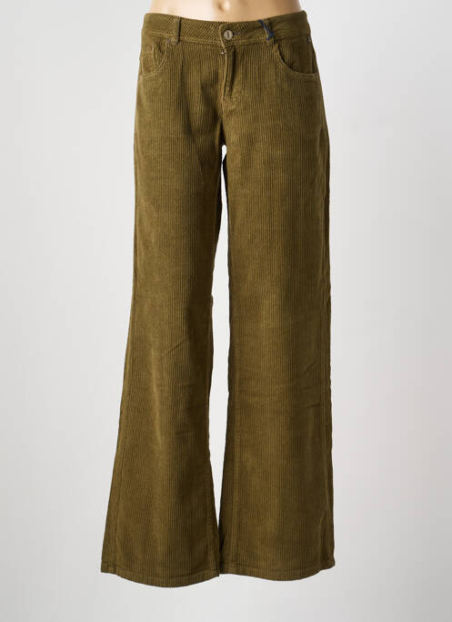 Pantalon large fermeture zippée sous rabat boutonné taille normale vert FREEMAN T.PORTER femme