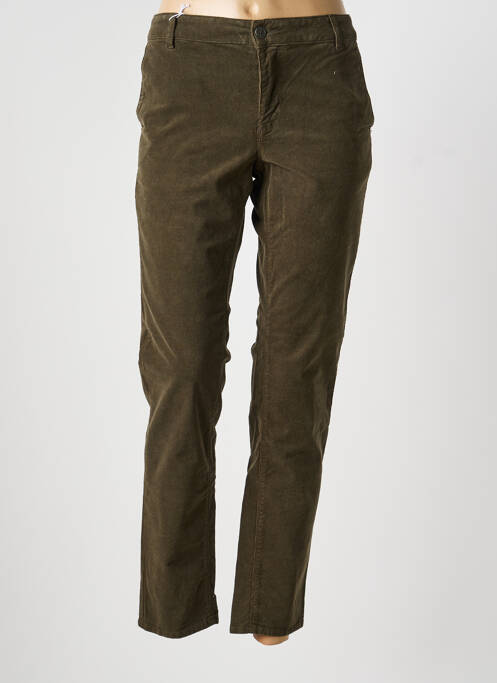 Pantalon chino fermeture zippée sous rabat boutonné taille normale vert HAPPY femme