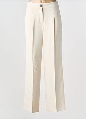 Pantalon large tissage popeline taille normale beige YAYA femme