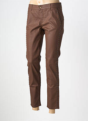 Pantalon 7/8 stretch taille normale marron HAPPY femme