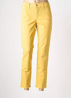Pantalon chino fermeture zippée sous rabat boutonné taille normale jaune HAPPY femme
