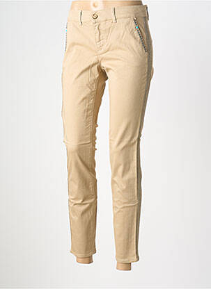 Pantalon chino tissage popeline taille normale beige HAPPY femme