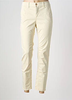 Pantalon chino fermeture zippée sous rabat boutonné taille normale beige HAPPY femme