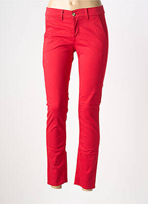 Pantalon chino fermeture zippée sous rabat boutonné taille normale rouge HAPPY femme