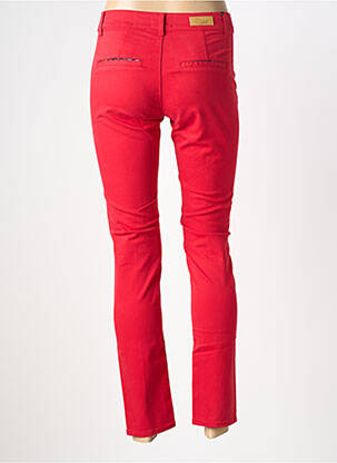 Pantalon chino fermeture zippée sous rabat boutonné taille normale rouge HAPPY femme