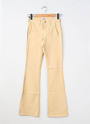 Pantalon chino fermeture zippée sous rabat boutonné taille normale beige HAPPY femme