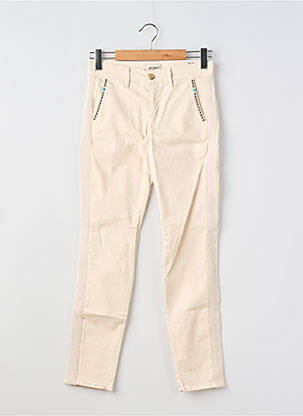 Pantalon chino tissage popeline taille normale beige HAPPY femme