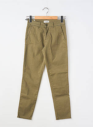 Pantalon chino fermeture zippée sous rabat boutonné taille normale vert FIVE femme
