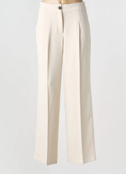 Pantalon large tissage popeline taille normale beige YAYA femme