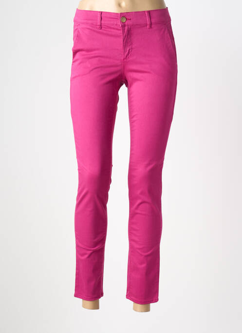 Pantalon chino fermeture zippée sous rabat boutonné taille normale rose HAPPY femme