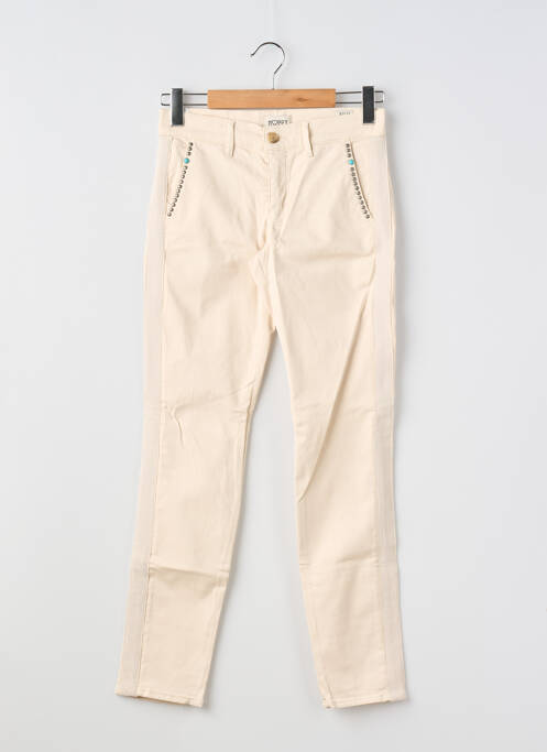 Pantalon chino tissage popeline taille normale beige HAPPY femme
