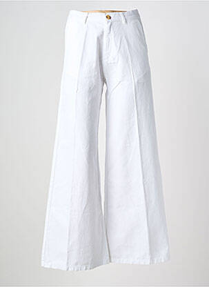 Pantalon large tissage popeline taille normale blanc HAPPY femme