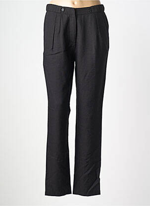 Pantalon chino fermeture zippée sous rabat boutonné taille haute noir SEE U SOON femme
