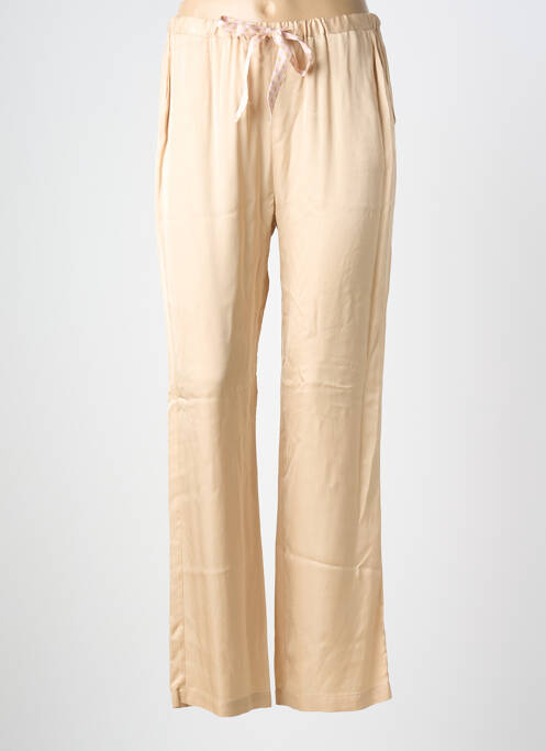 Pantalon droit taille élastique taille normale beige ME369 femme