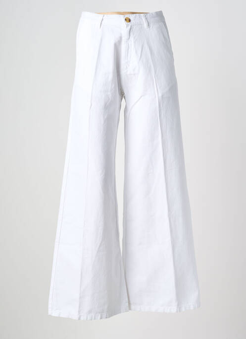 Pantalon large tissage popeline taille normale blanc HAPPY femme