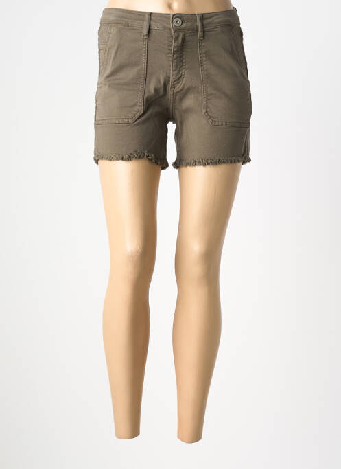 Short tissage denim taille haute marron DENIM STUDIO femme