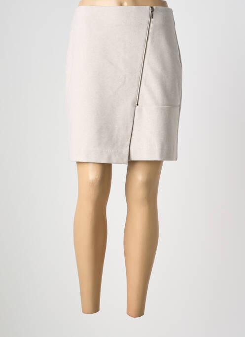 Jupe mi-longue taille à pinces gris YAYA femme