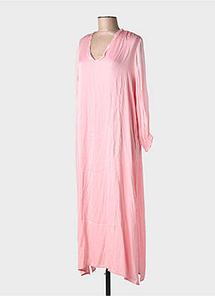 Robe longue manches longues manches longues rose ME369 femme