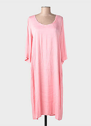 Robe mi-longue manches longues manches longues rose ME369 femme