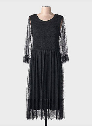 Robe mi-longue manches longues manches longues noir CREAM femme