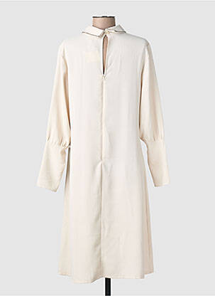 Robe mi-longue coupe fluide manches longues beige TOUPY femme