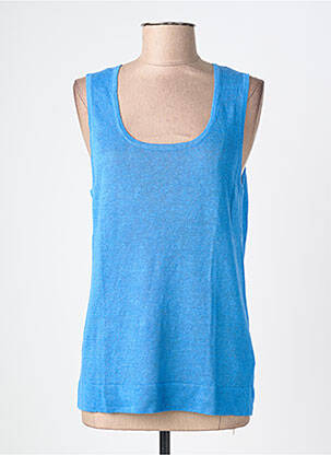 Pull coupe cintrée sans manche bleu ESTHEME femme