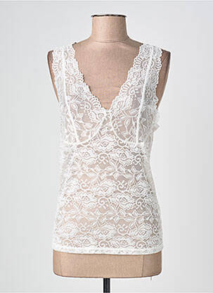 Top coupe cintrée sans manche blanc CREAM femme