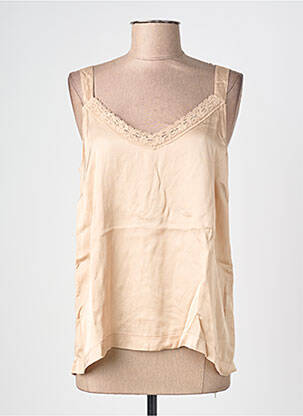Top coupe fluide fines bretelles beige LA REINE TRICOTE femme
