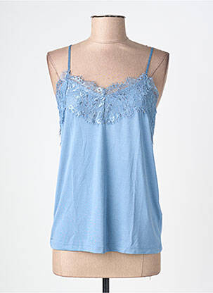 Top manches bretelles ajustables fines bretelles bleu ICHI femme