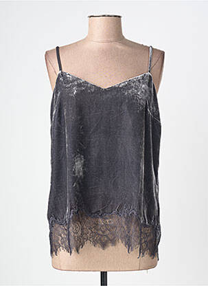 Top manches bretelles ajustables fines bretelles gris YAYA femme