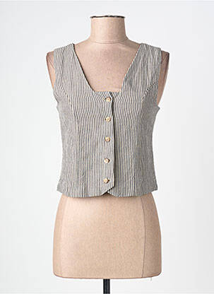 Gilet sans manche imprimé rayures gris YERSE femme