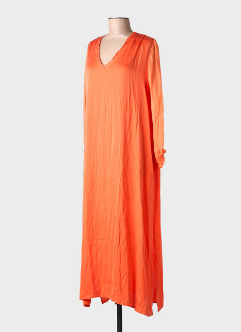 Robe longue manches longues manches longues orange ME369 femme