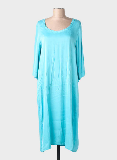 Robe mi-longue manches longues manches longues bleu ME369 femme