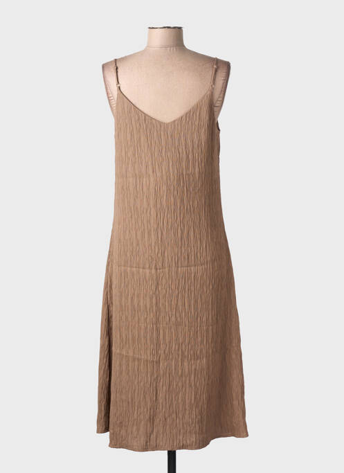 Robe mi-longue coupe cintrée fines bretelles marron YAYA FACTORY femme