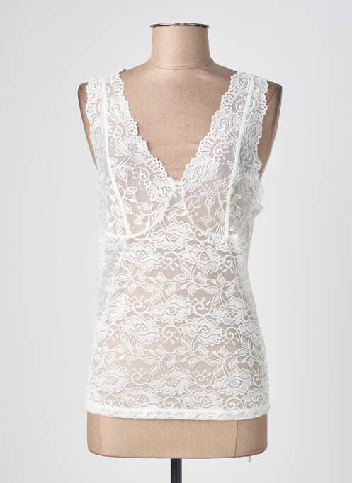 Top coupe cintrée sans manche blanc CREAM femme