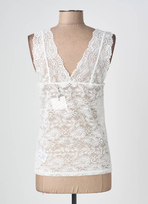 Top coupe cintrée sans manche blanc CREAM femme