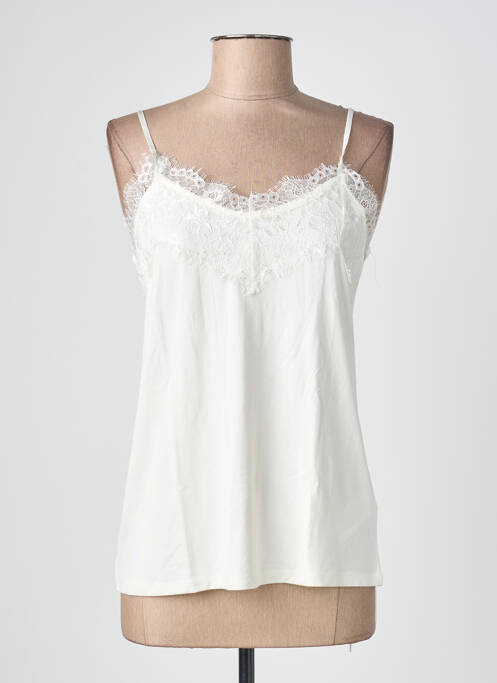 Top manches bretelles ajustables fines bretelles blanc ICHI femme