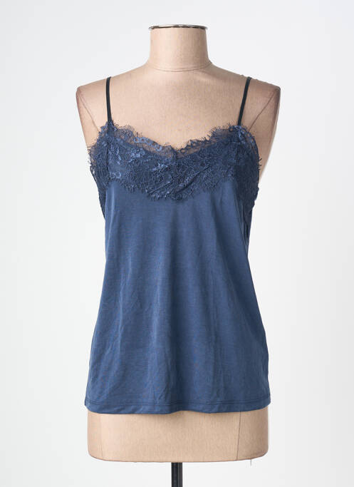 Top manches bretelles ajustables fines bretelles bleu fonce ICHI femme