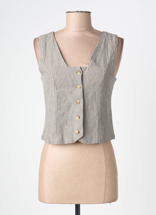 Gilet sans manche imprimé rayures gris YERSE femme