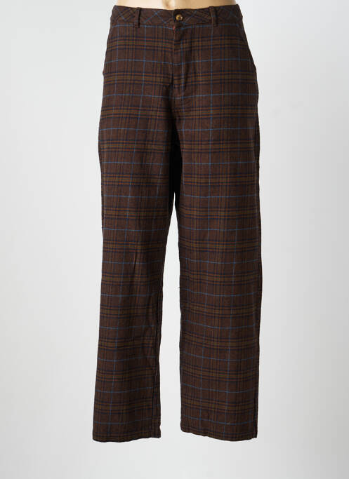 Pantalon droit fermeture zippée sous rabat boutonné taille normale marron OXBOW femme