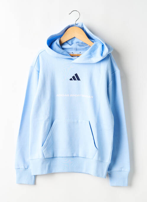 Sweat-shirt à capuche poches manches longues bleu ADIDAS garcon