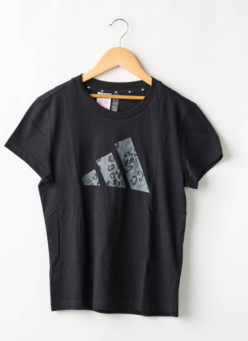T-shirt stretch manches courtes noir ADIDAS fille