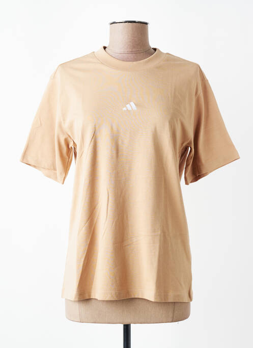 T-shirt sérigraphie manches courtes marron ADIDAS femme