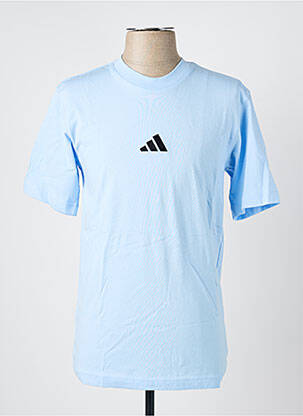 T-shirt broderie manches courtes bleu ADIDAS homme