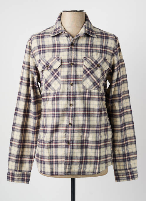 Chemise manches longues imprimé carreaux beige OXBOW homme